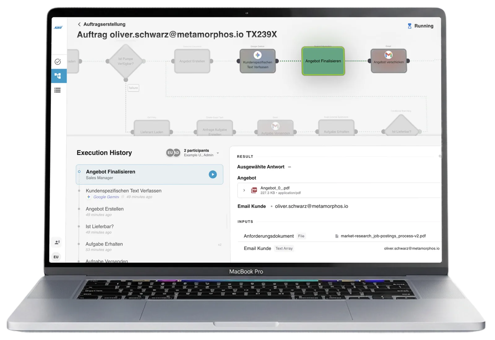 metamorphOS workflow execution on a MacBook